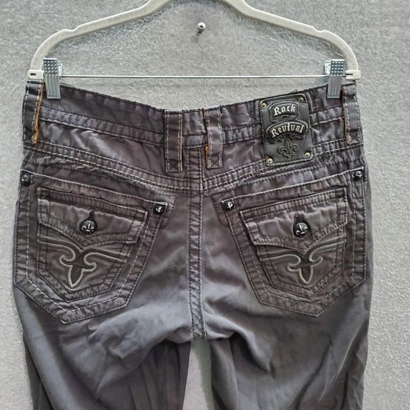 Rock Revival Men Jeans 32 Gray Straight Mid Rise READ - Picture 8 of 14